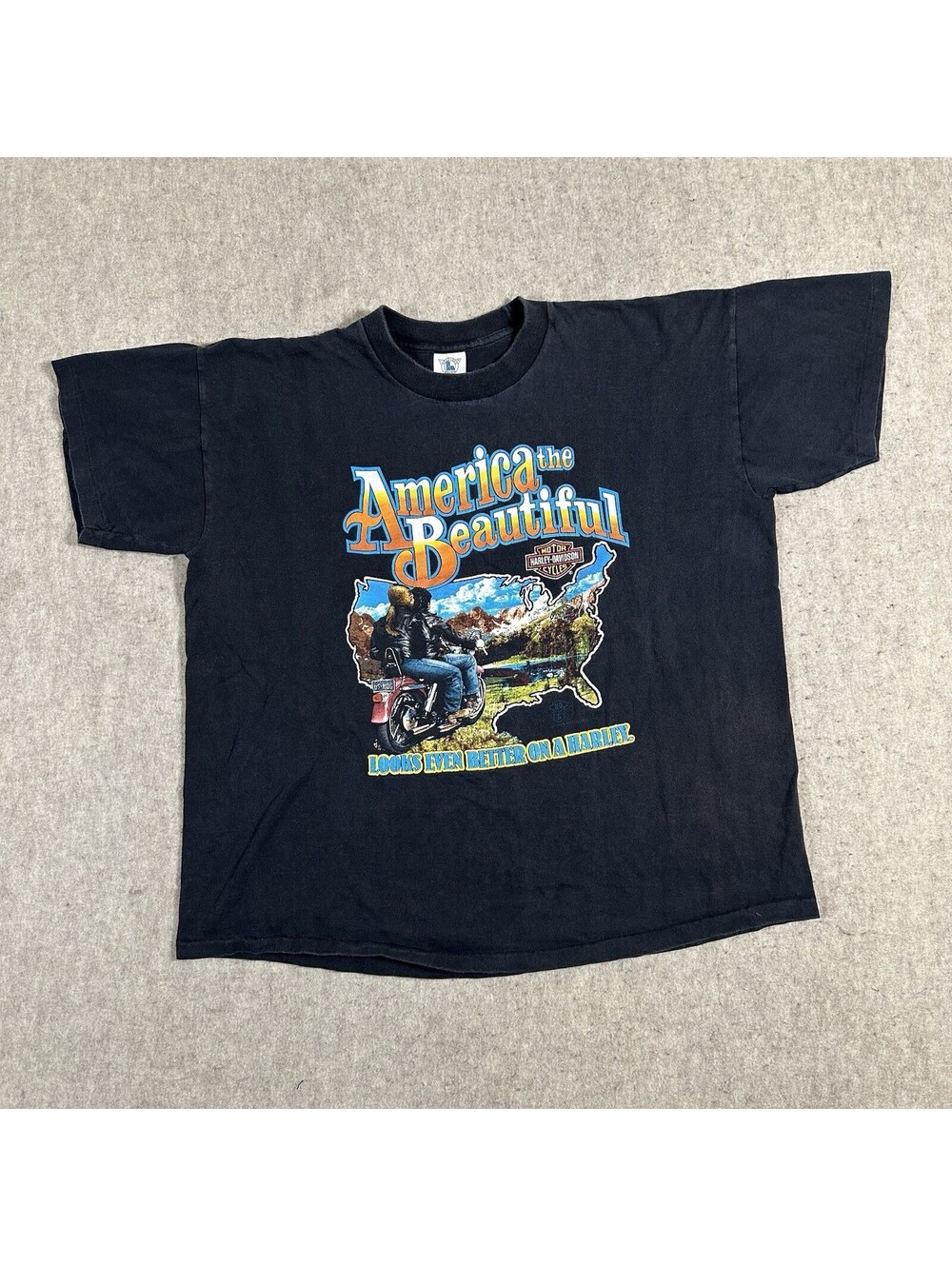 Vintage 90’s Harley Davidson T-Shirt Medium? Black America The Beautiful